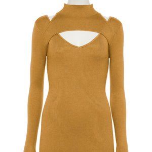 Junior's Almost Famous Funnel Neck Keyhole Midi Dress Size Medium